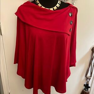 Stylish Red Button-Accent Top
